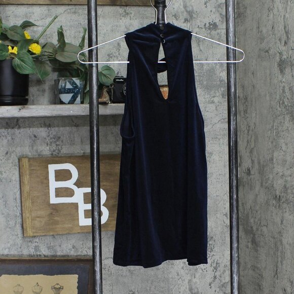 NWT Waverly Grey Twist Neck Unlined Textured Stretch Melly Blouse Navy Blue XS - Picture 2 of 5